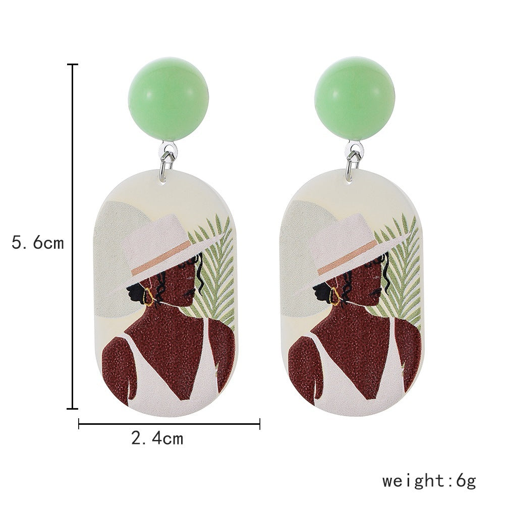Black Beauty Oil Painting Temperament Simple Earrings
