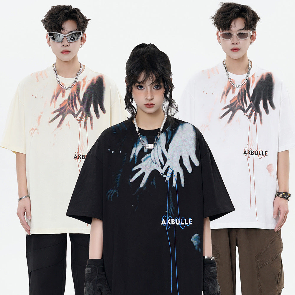 Abstract Printed Loose Top Men And Women