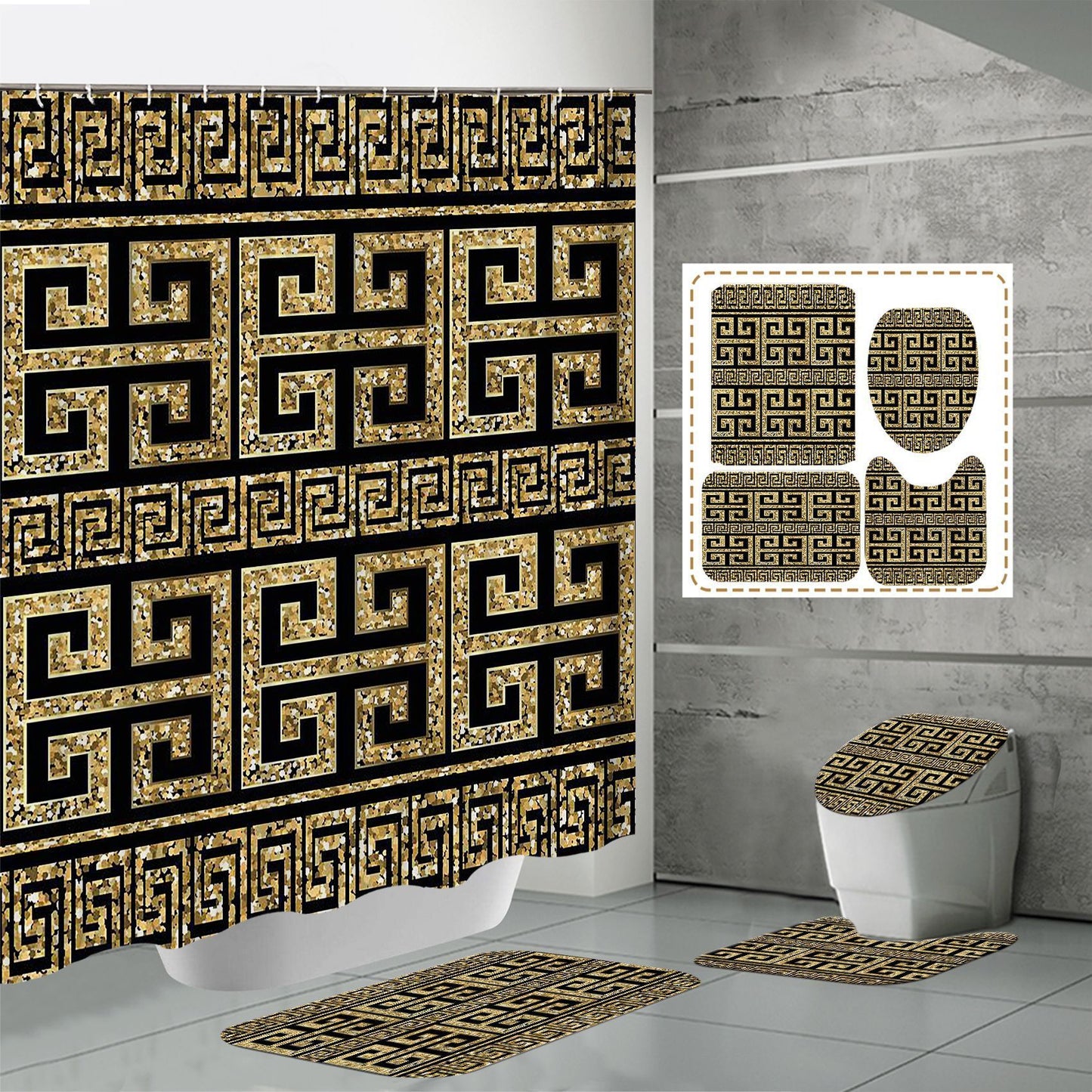 3D Digital Printing Punch-free Polyester Shower Curtain