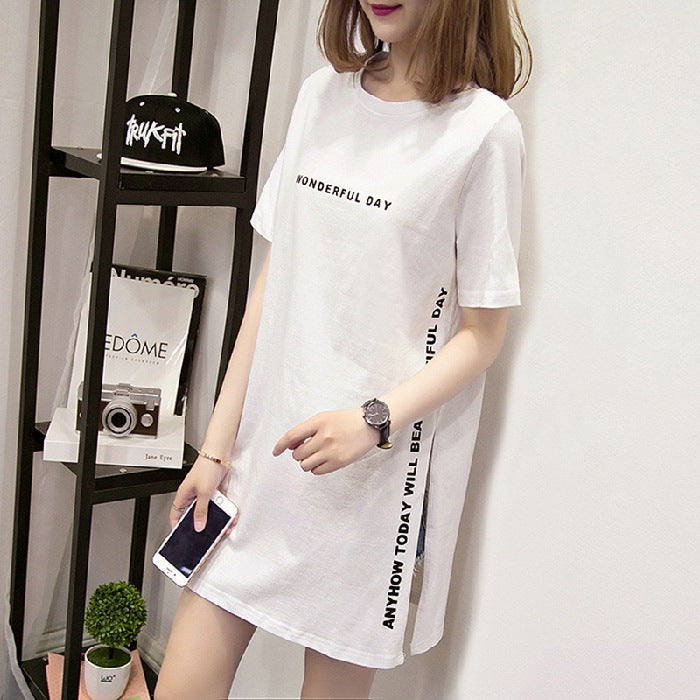 Women's Mid-length T-shirt With Short Sleeves