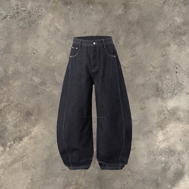 Fashion American Wide Leg Denim Trousers Men