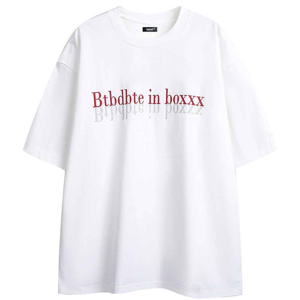 Lettered Casual Short Sleeve Men And Women