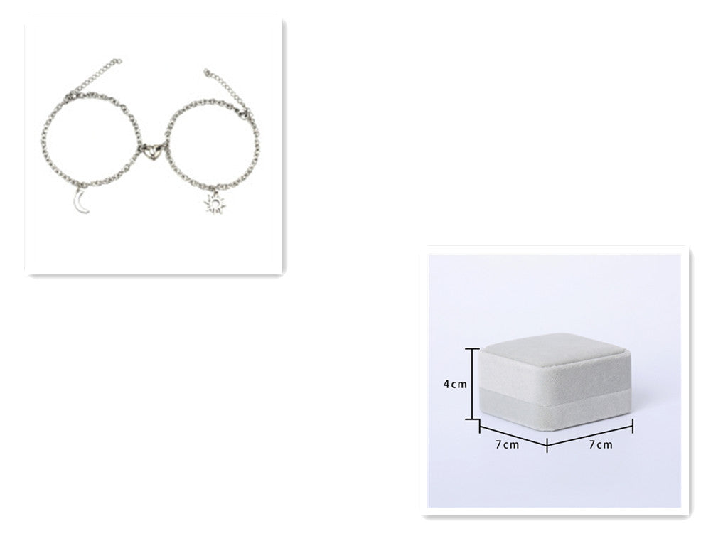 2Pcs Sun Moon Charm Magnet Attraction Stainless Steel Bracelets