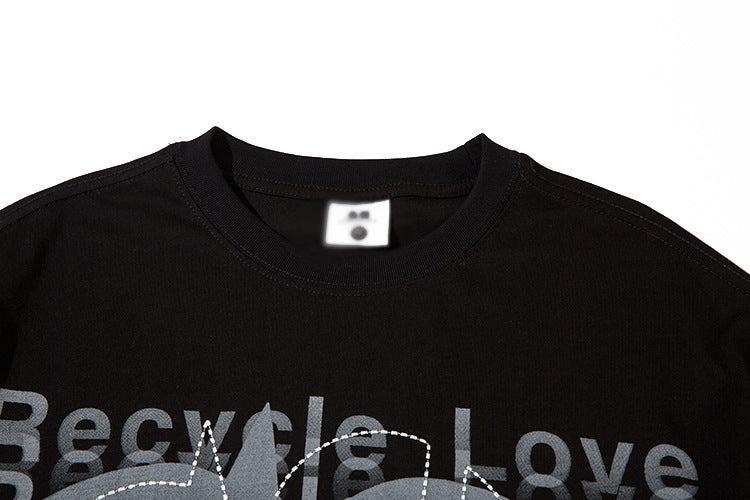 Creative Heart-shaped Printed Short Sleeve Men