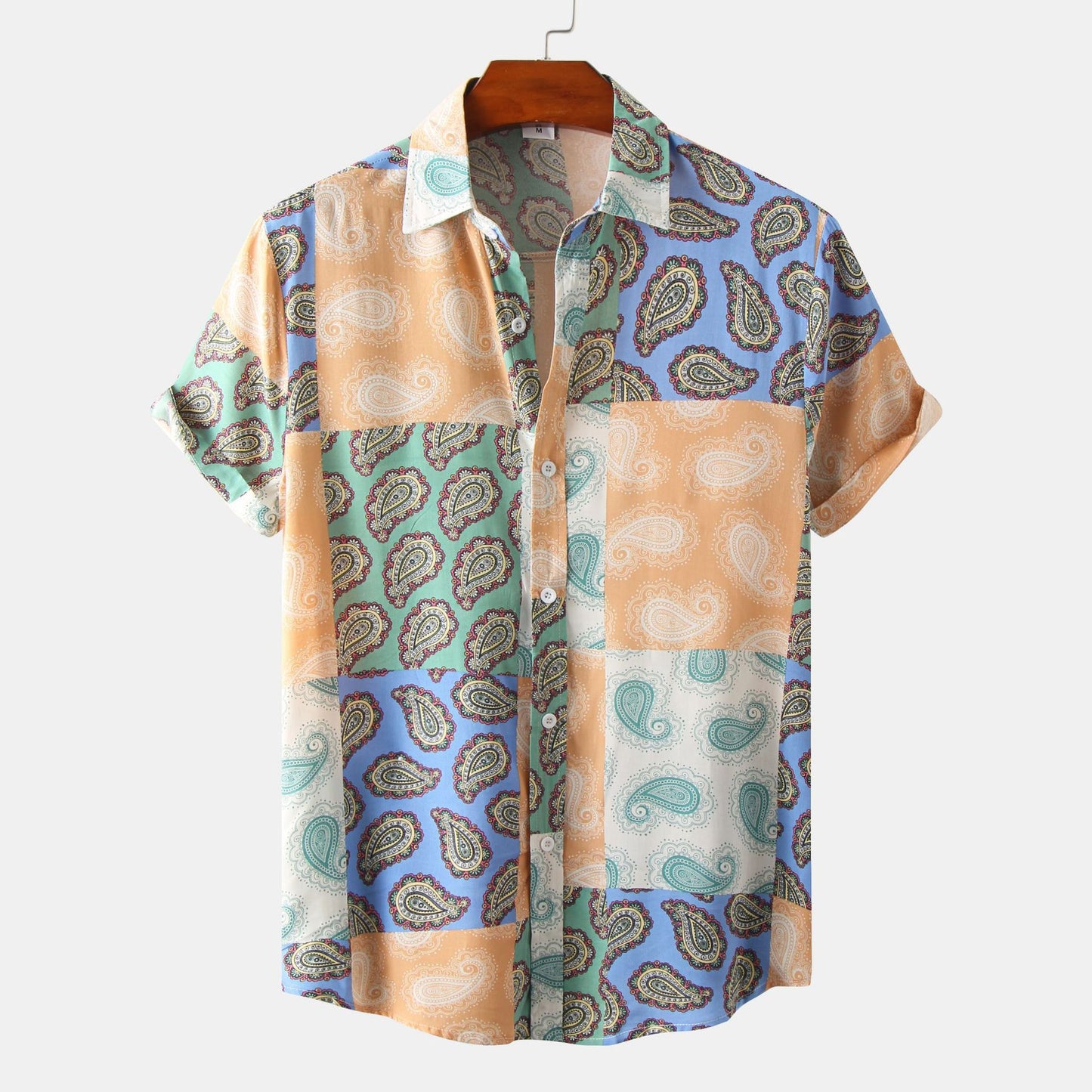 European And American Floral Men's Short-sleeved Shirt