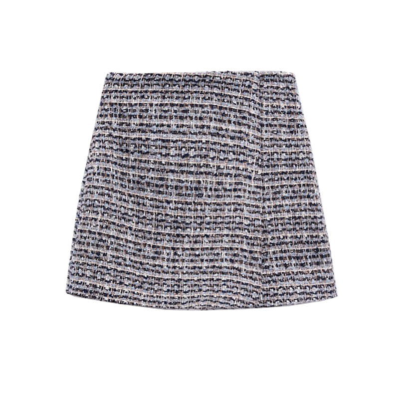 High-waisted Culottes Textured Double-breasted Blazer