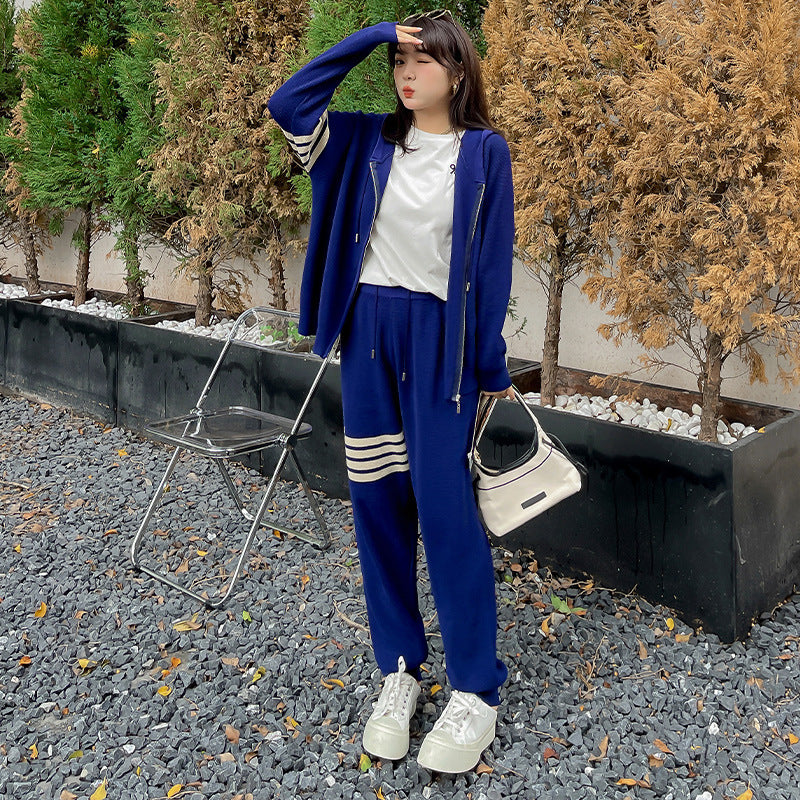 Cardigan Jacket Wide-leg Pants Knit Suit