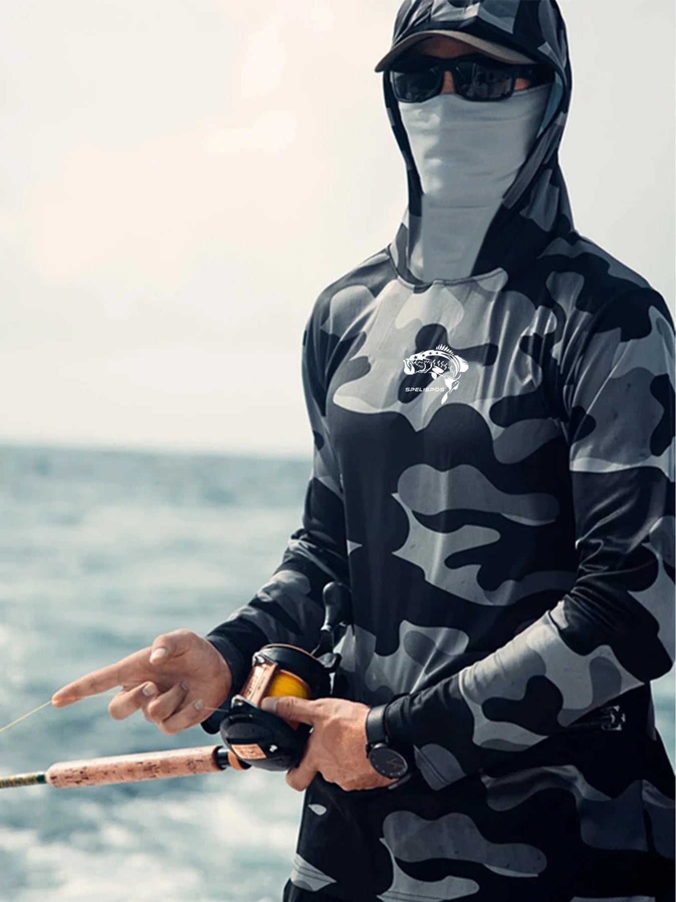 Fishing Hoodie Face Mask Neck Cover Sailing Shirt