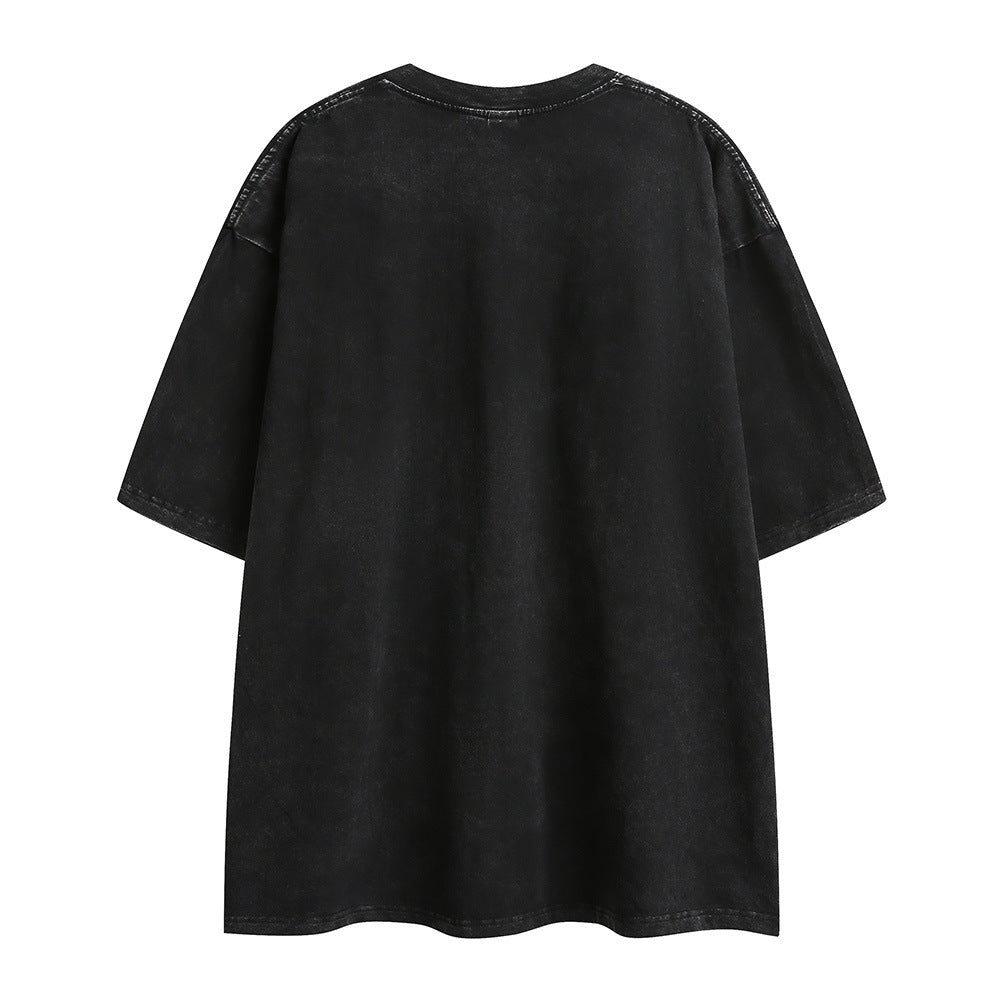 Dark Style Distressed Letter Print Short-sleeve Men