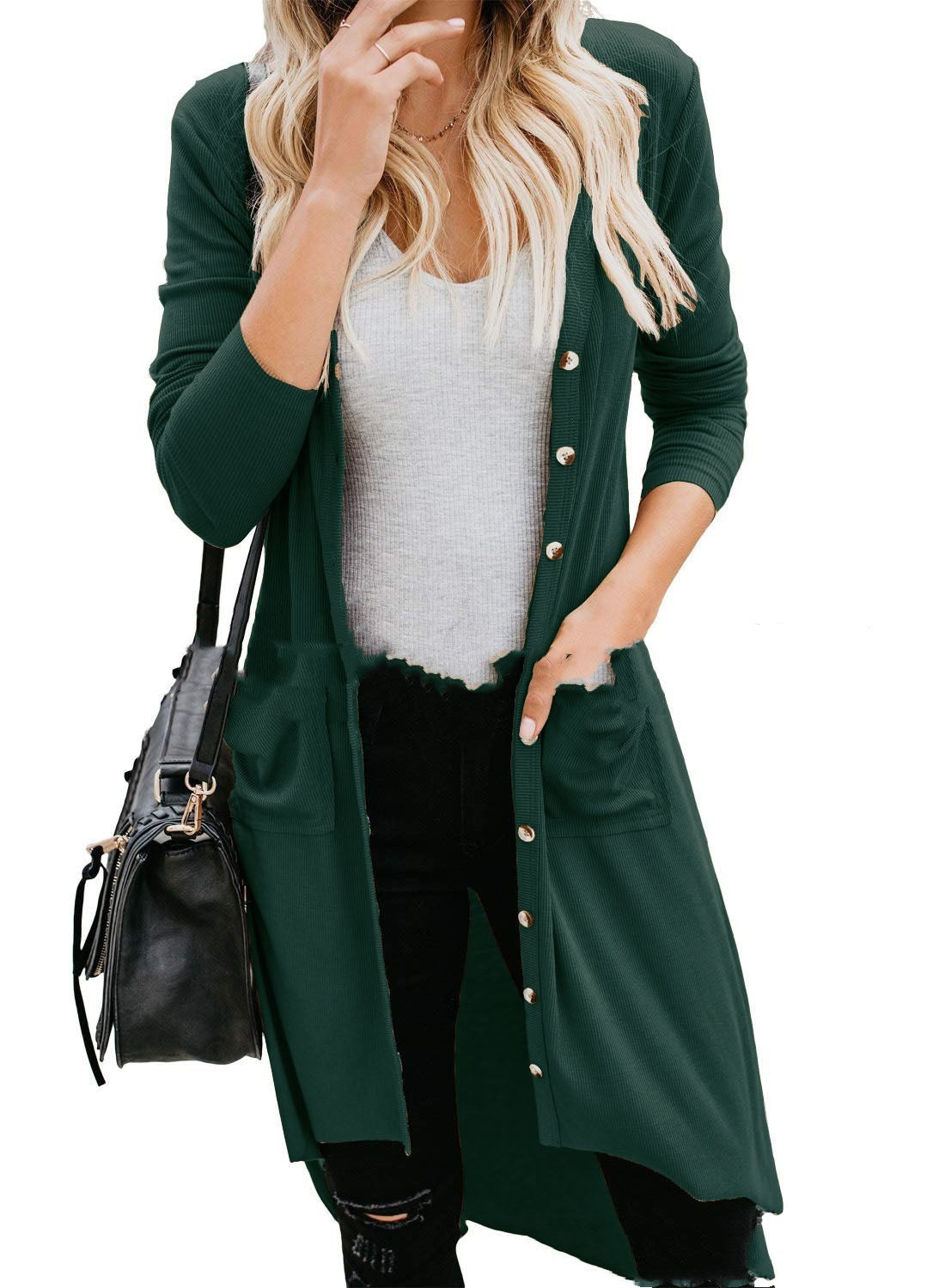 Women's long sleeve button knit cardigan