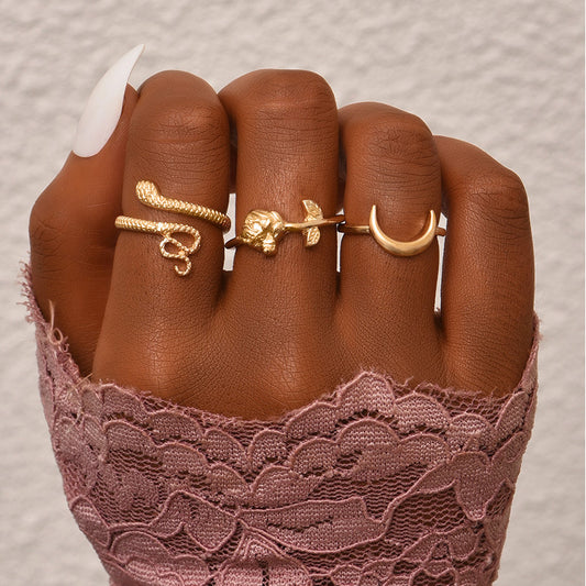 Simple Style Sweet Three-piece Ring Set