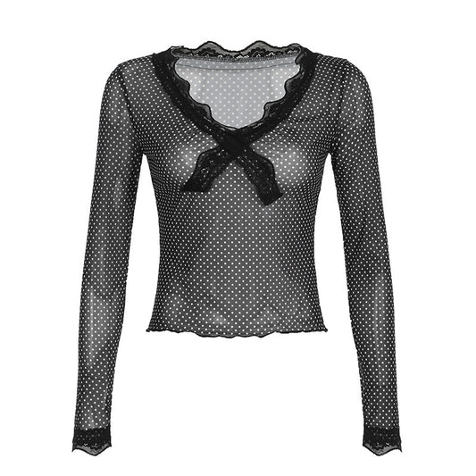 European And American New Polka Dot Element Blouse