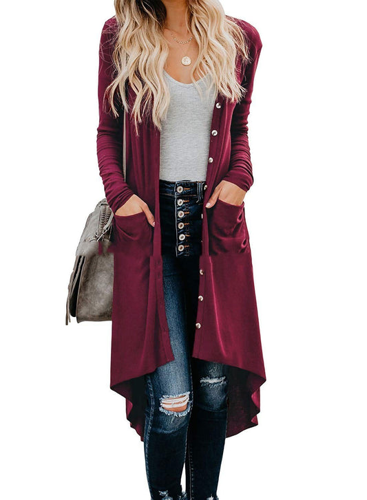 Women's long sleeve button knit cardigan