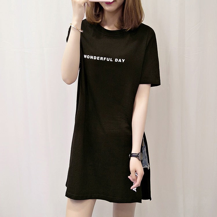 Women's Mid-length T-shirt With Short Sleeves