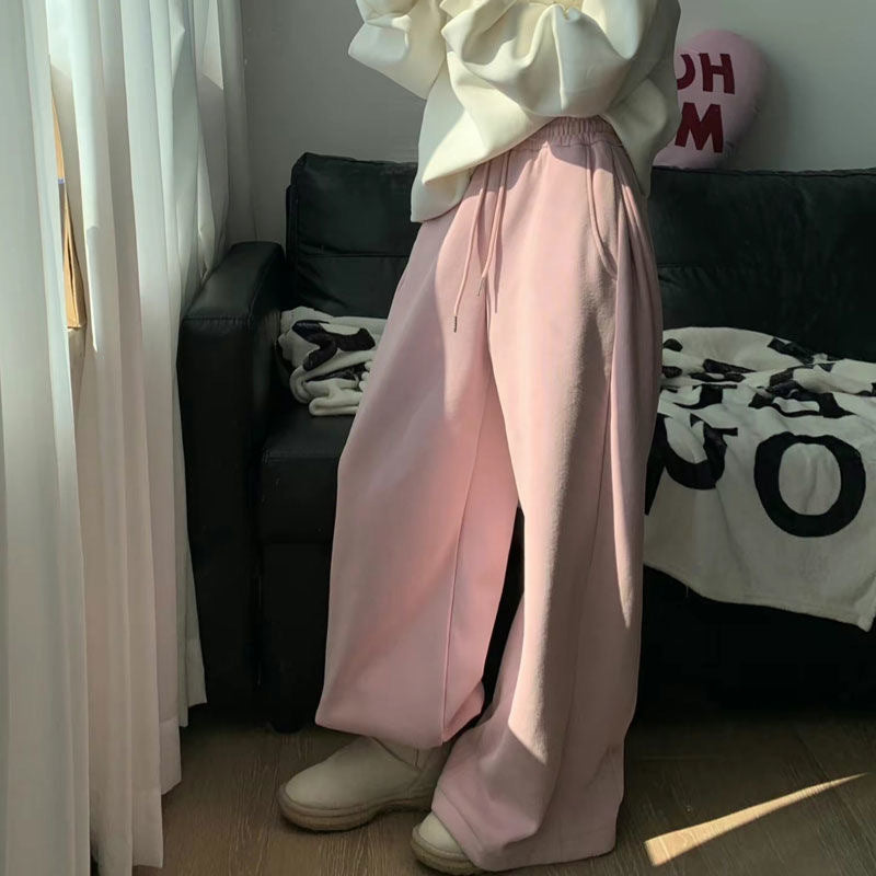 Thick Loose Drawstring Wide Leg Sweatpants