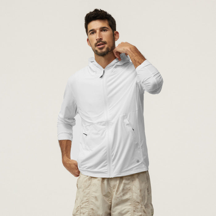 Sun Protection Clothing Men's Summer Thin Ice Silk Long Sleeve Hooded