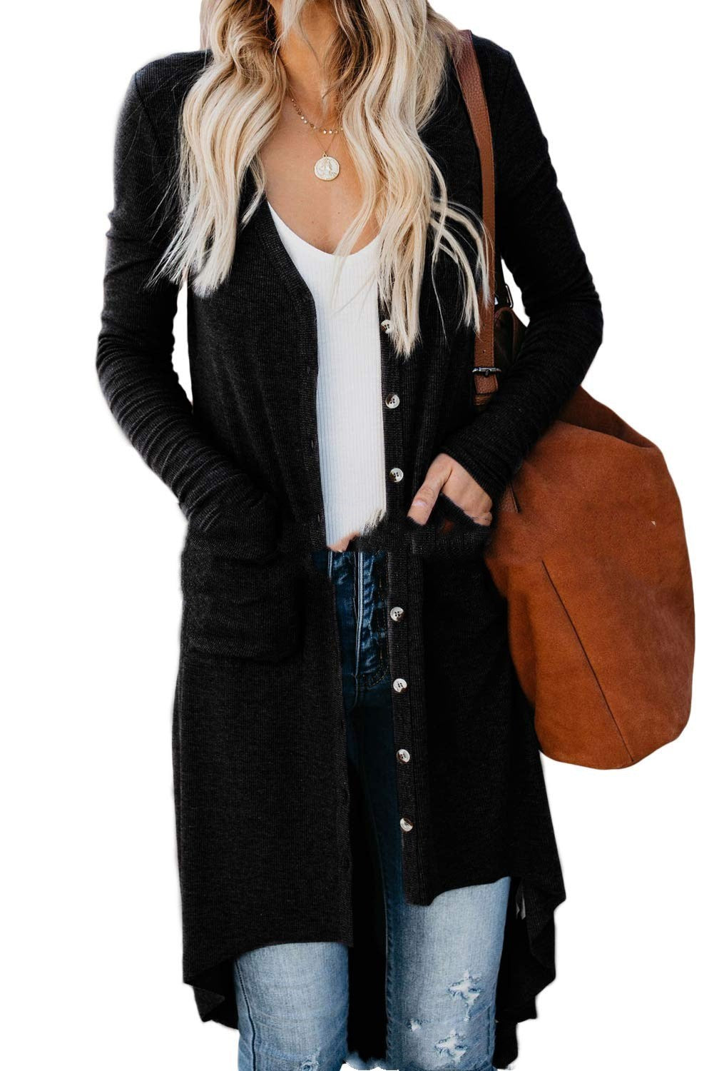 Women's long sleeve button knit cardigan