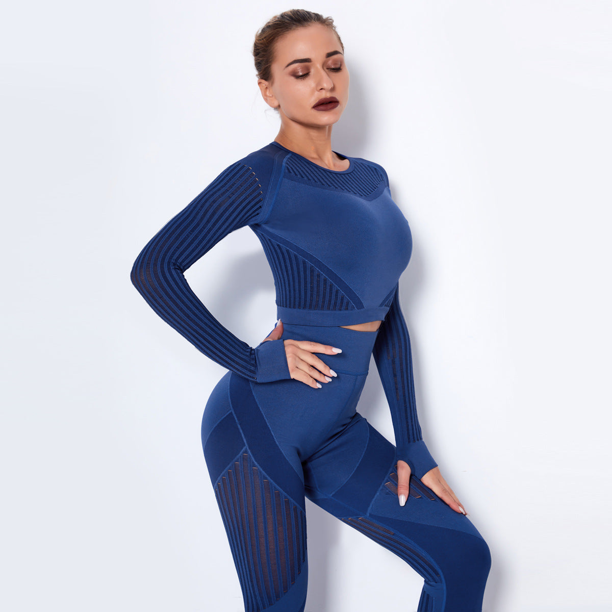Quick-drying Exercise Yoga Long Sleeve Striped Fitness TOP