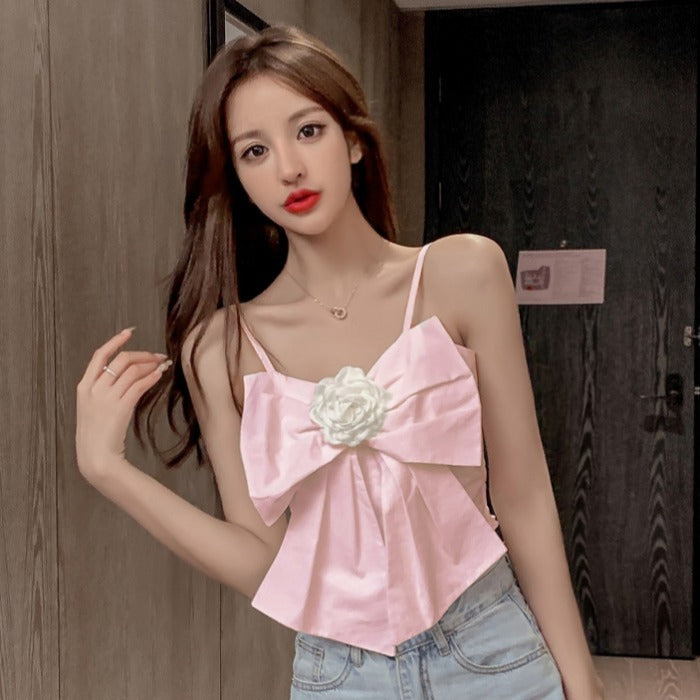 Women's Sleeveless Short Bow Small Camisole