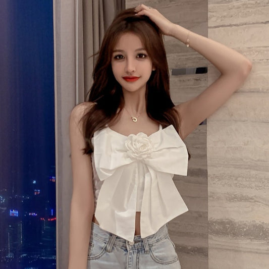 Women's Sleeveless Short Bow Small Camisole