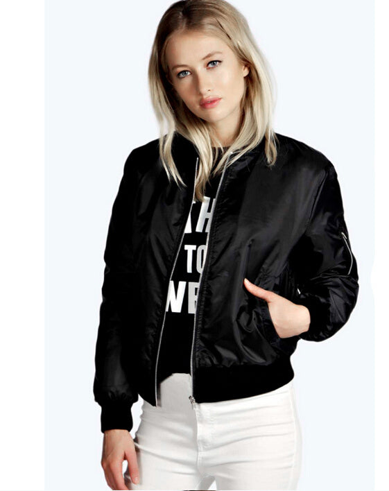 Solid Color Short Stand Collar Small Jacket Casual Zipper Jacket