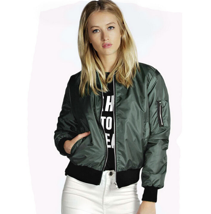 Solid Color Short Stand Collar Small Jacket Casual Zipper Jacket
