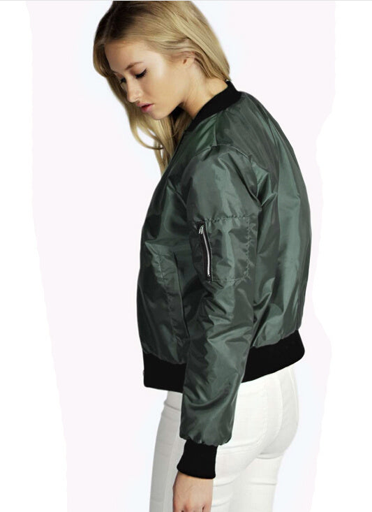 Solid Color Short Stand Collar Small Jacket Casual Zipper Jacket