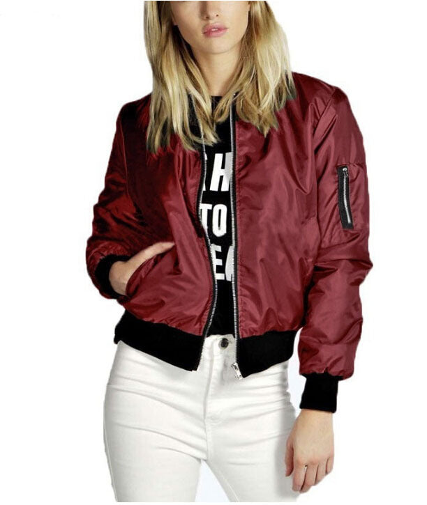 Solid Color Short Stand Collar Small Jacket Casual Zipper Jacket
