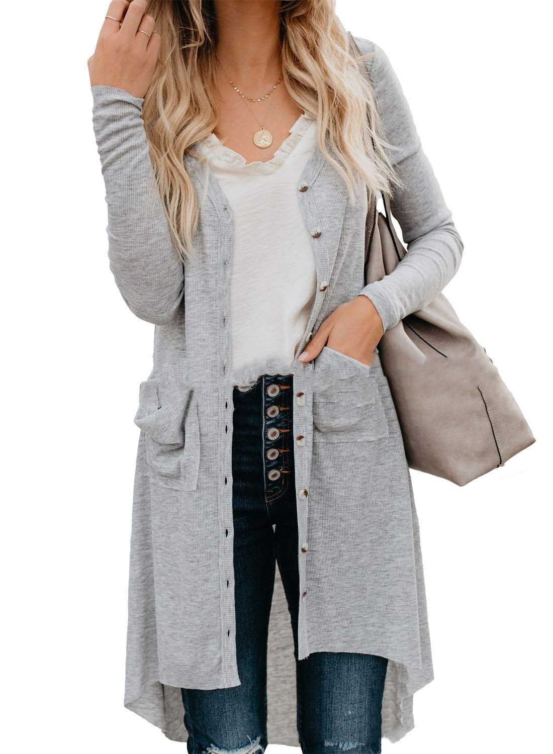 Women's long sleeve button knit cardigan