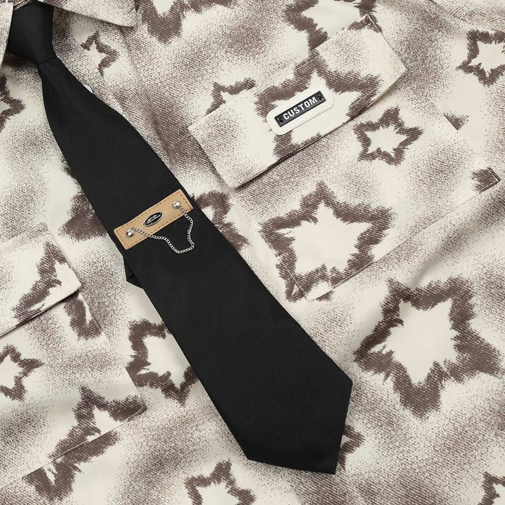 Full Printed Five-pointed Star Loose Shirt Men