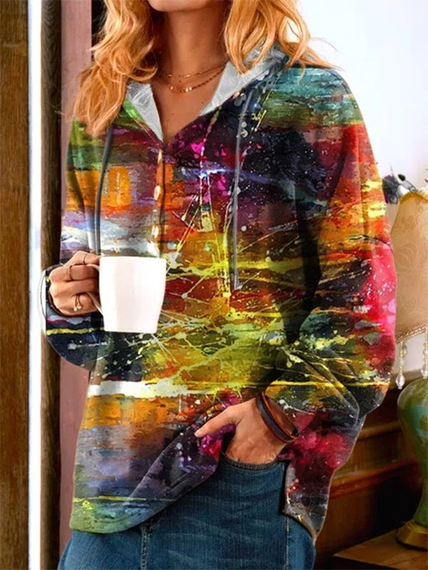 Printed Plus Size Loose Fit Street Fashion Pullover Hoodie