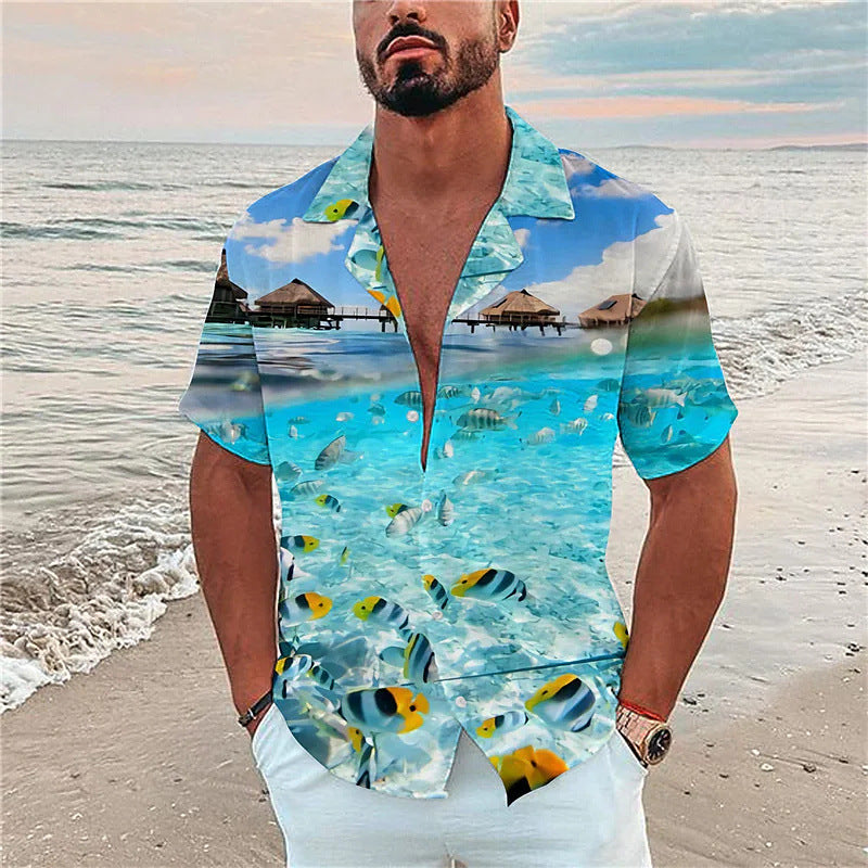 Men's Simplicity Printed Short-sleeved Shirt