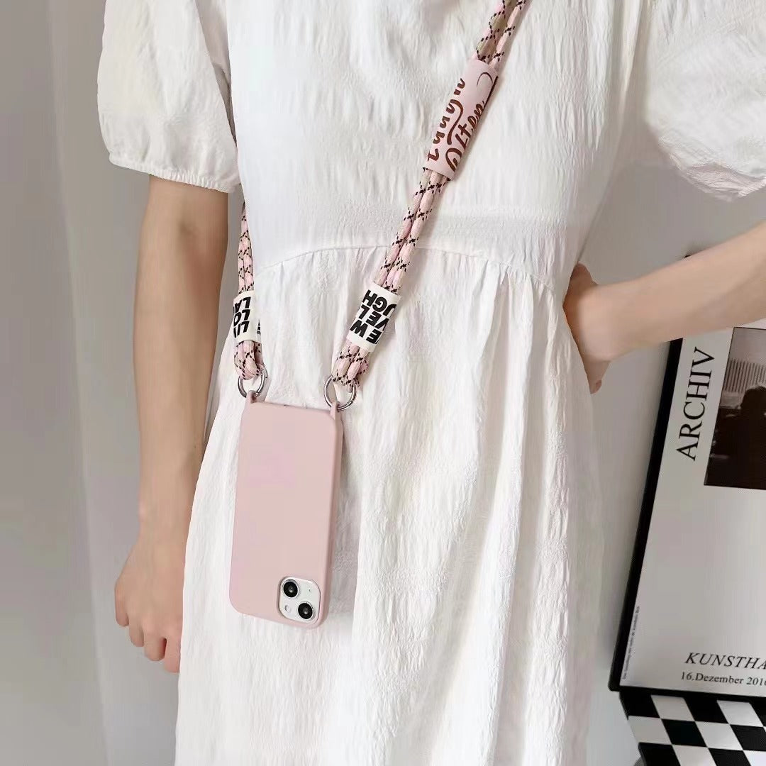 Long Diagonal Strap Liquid Silicone Phone Case