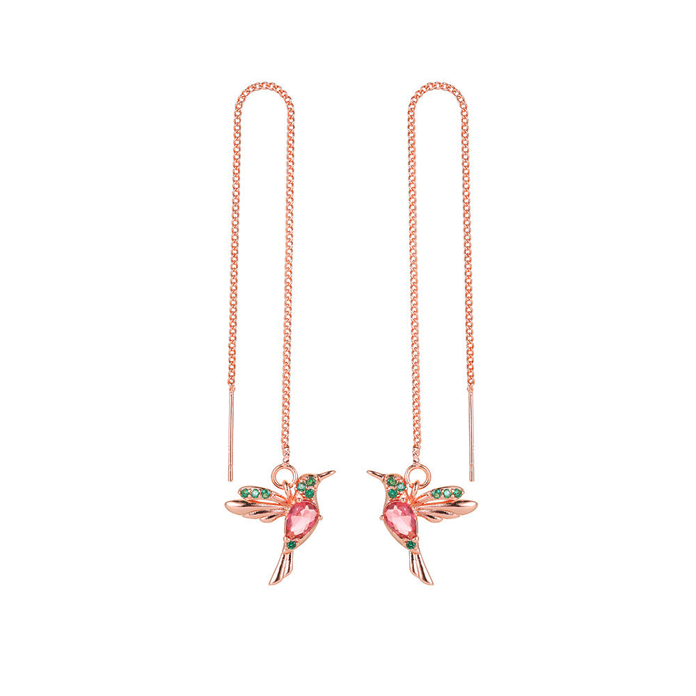 Fashion Jewelry New Unique Little Bird Drop Long Hanging Hummingbird Earrings