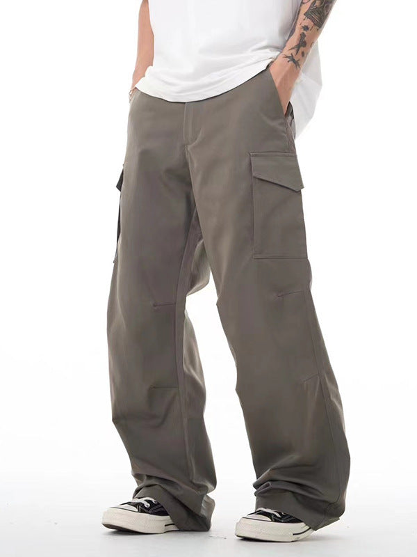 American Workwear Micro-pull Wide-leg Casual Pants
