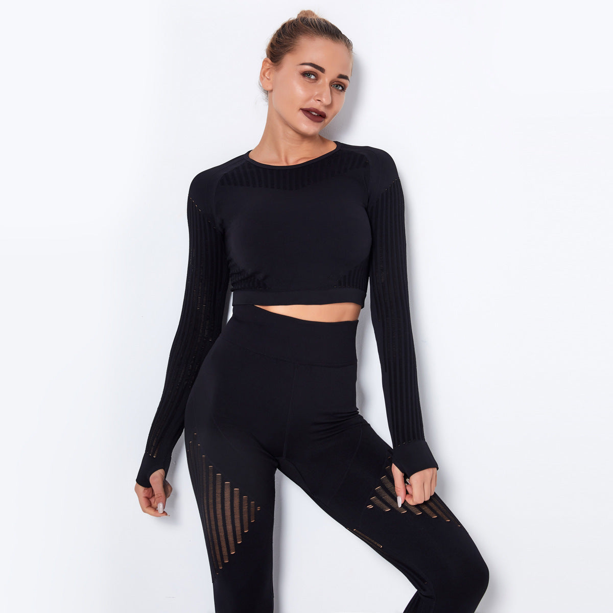 Quick-drying Exercise Yoga Long Sleeve Striped Fitness TOP