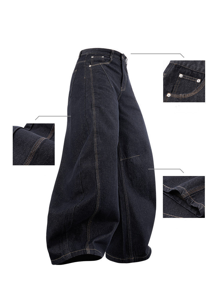 Fashion American Wide Leg Denim Trousers Men