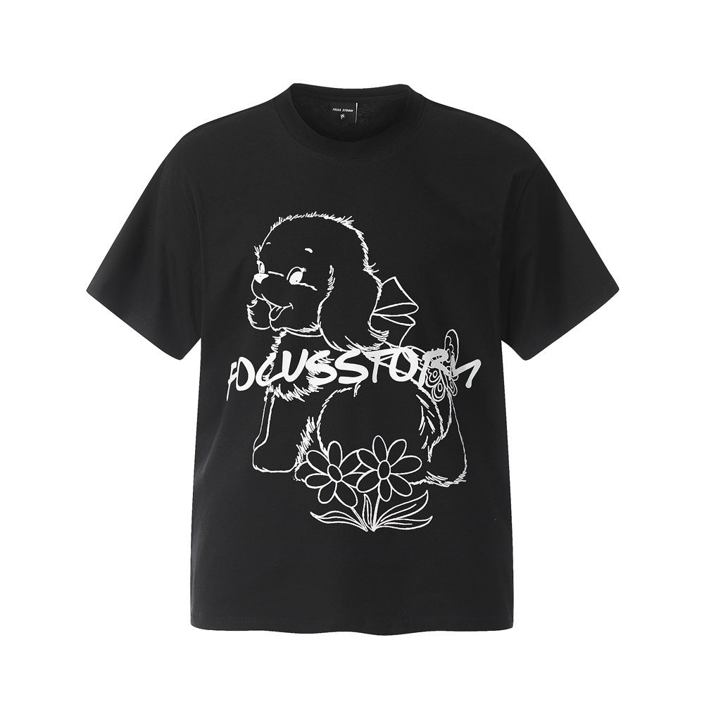 Hand-painted Printed Puppy Short Sleeve Men