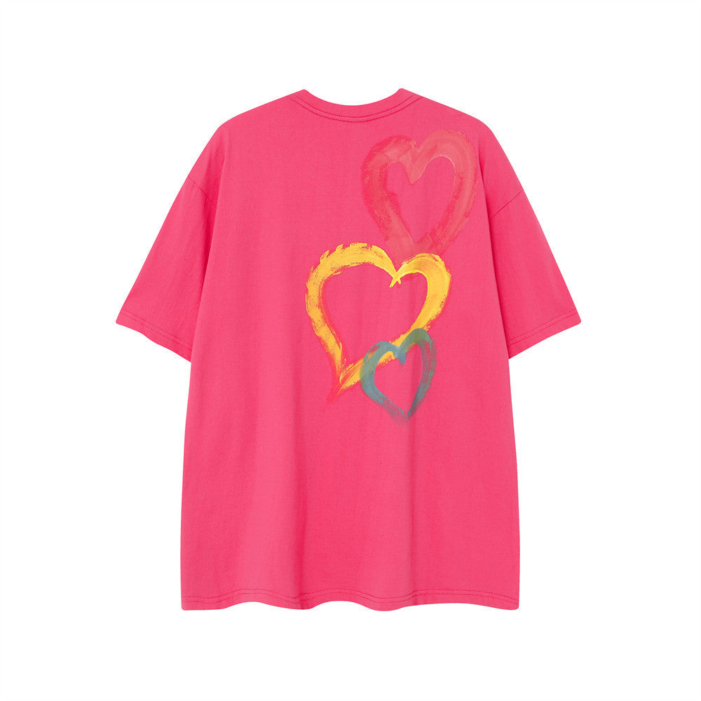 Summer Casual Three-color Love Graffiti Short Sleeve T-shirt