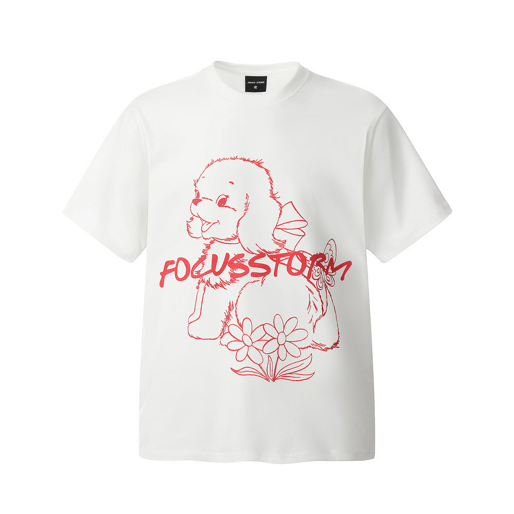 Hand-painted Printed Puppy Short Sleeve Men