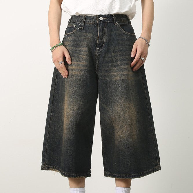 All-matching Loose Wide Leg Straight Cropped Pants