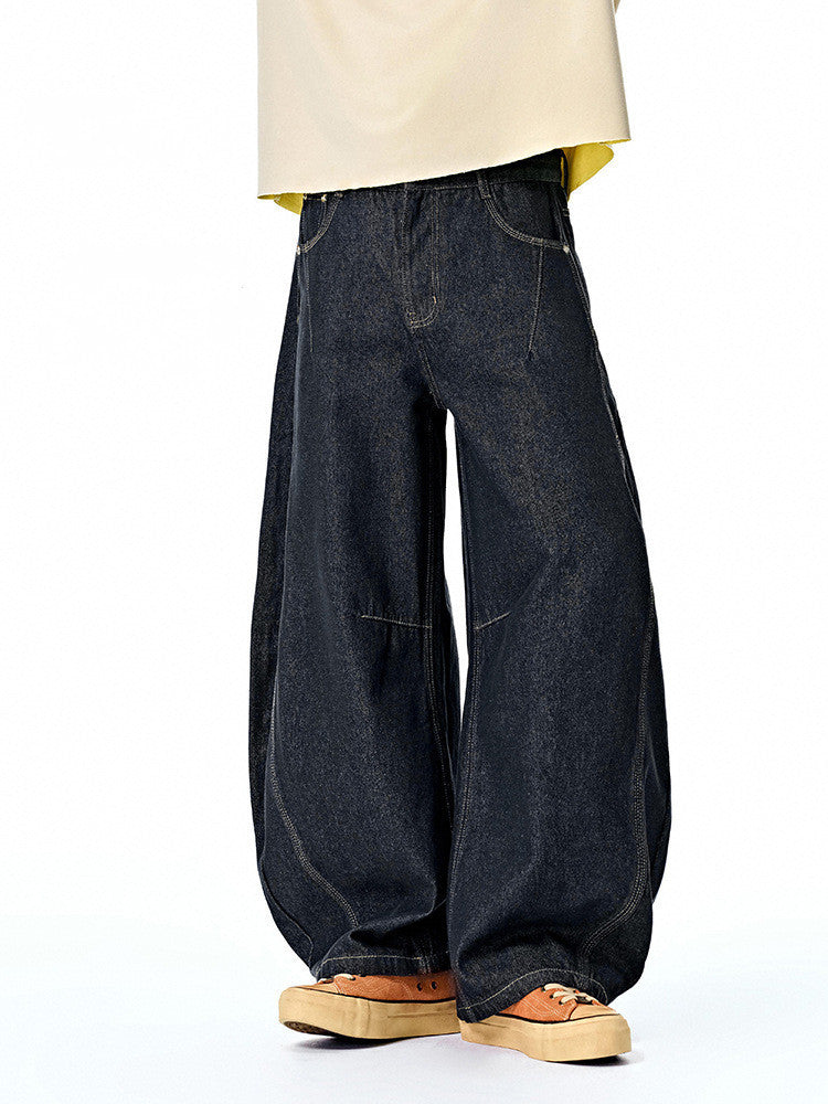 Fashion American Wide Leg Denim Trousers Men