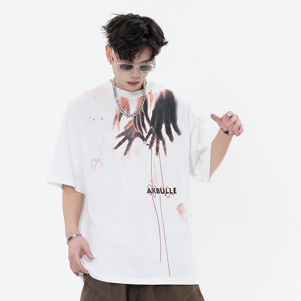 Abstract Printed Loose Top Men And Women