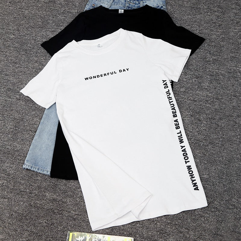 Women's Mid-length T-shirt With Short Sleeves