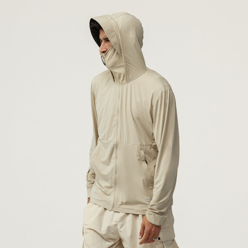 Sun Protection Clothing Men's Summer Thin Ice Silk Long Sleeve Hooded