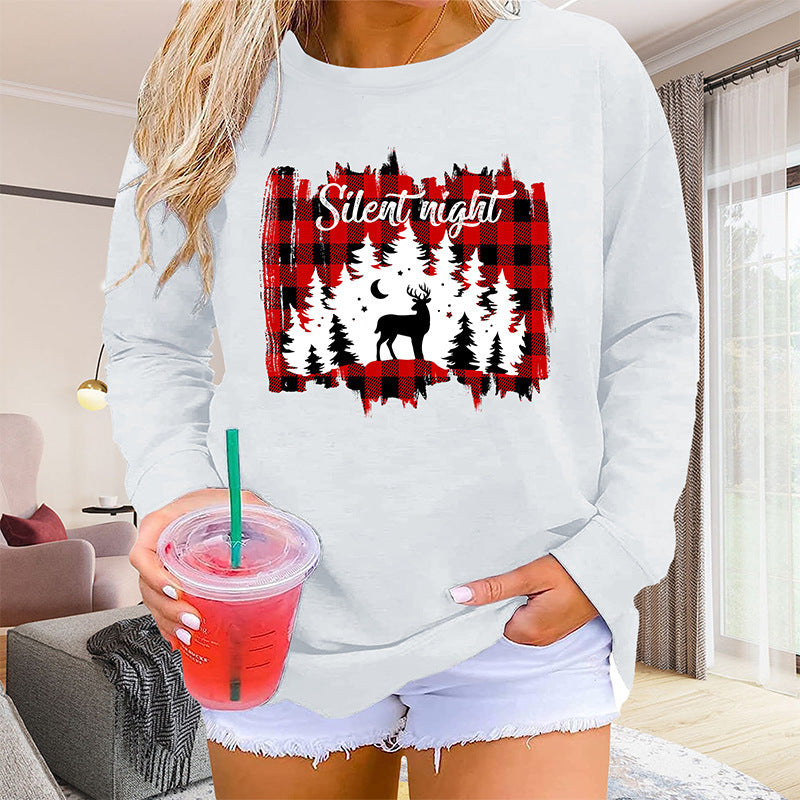 Women's Loose Round Neck Halloween Printed Sweatshirt on