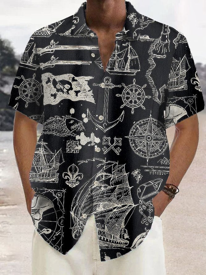 Men's Simplicity Printed Short-sleeved Shirt