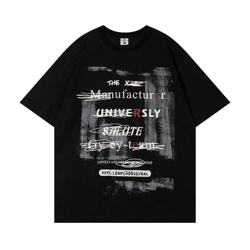 Men's Short-sleeved T-shirt With Painting Letters