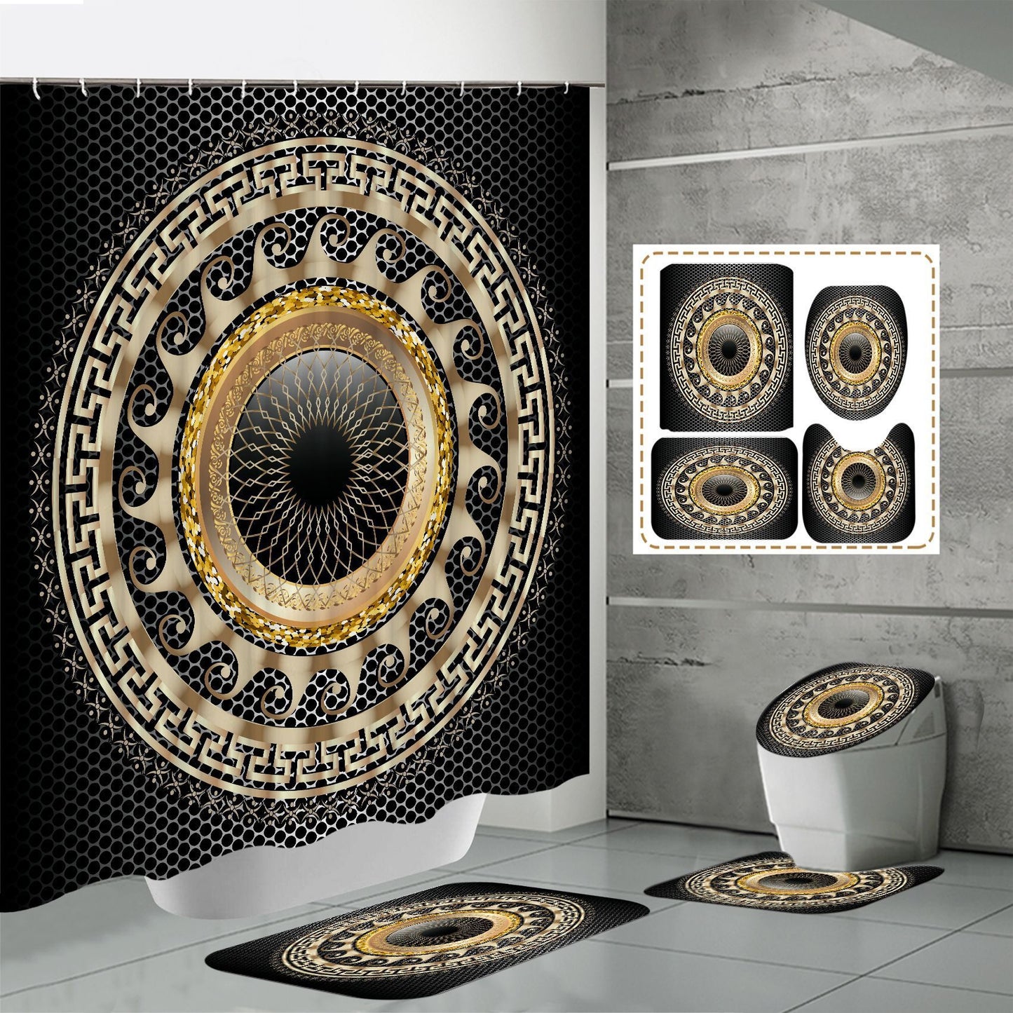 3D Digital Printing Punch-free Polyester Shower Curtain