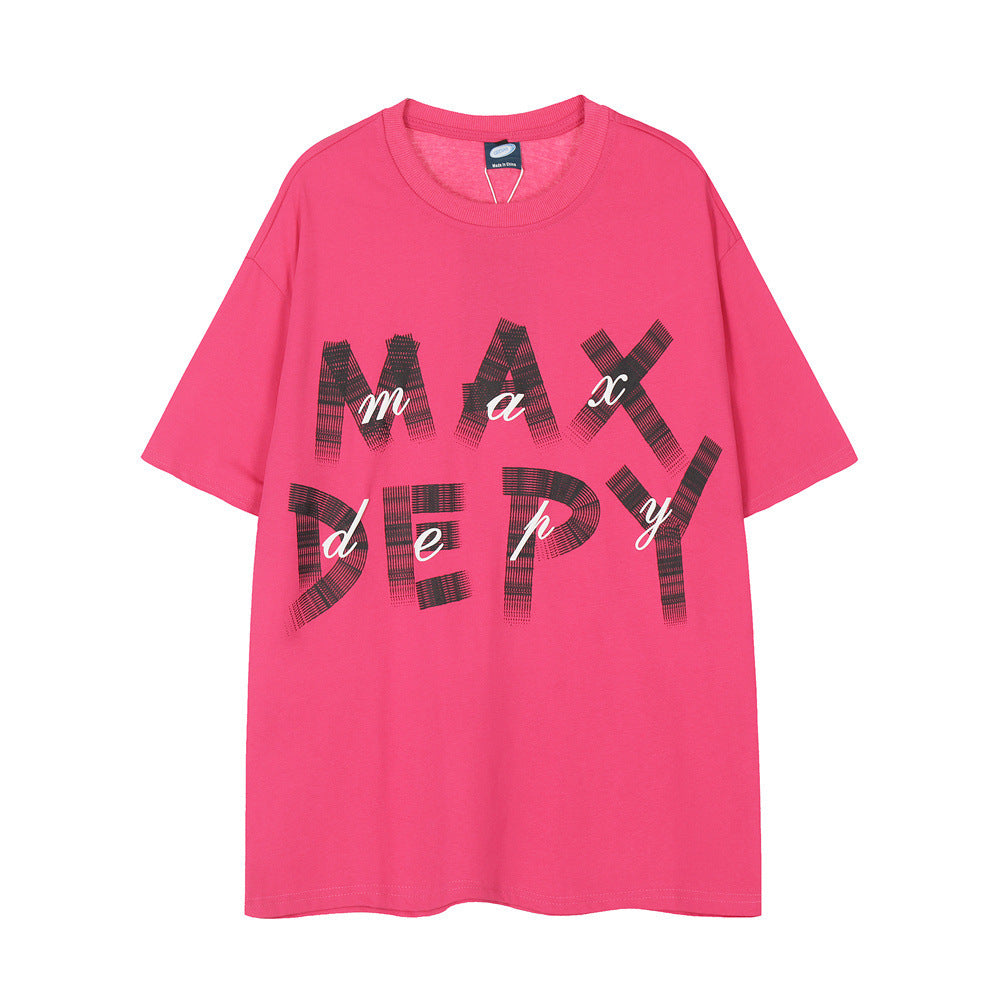 Fashion Letters Printed Loose T-shirt Men's